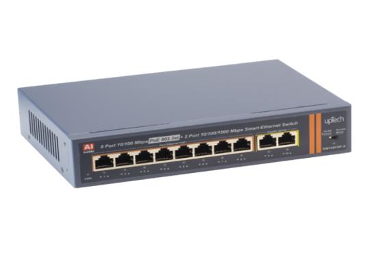 Uptech SW108FGP-A 8 Port 10/100M PoE+ 2 Port 10/100/1000M AI Smart Ethernet Switch